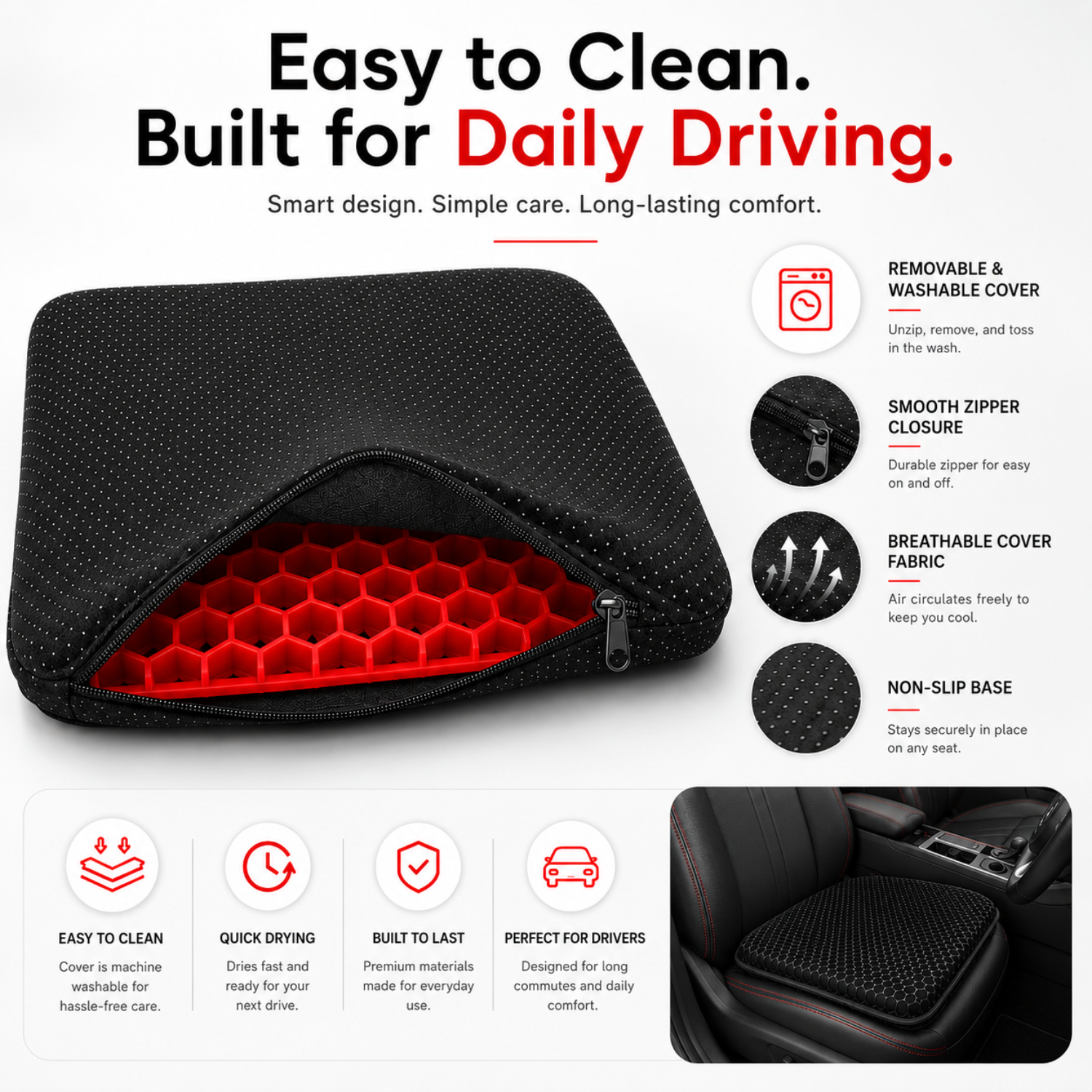 Honeycomb Gel Seat Cushion AutomotiveMust