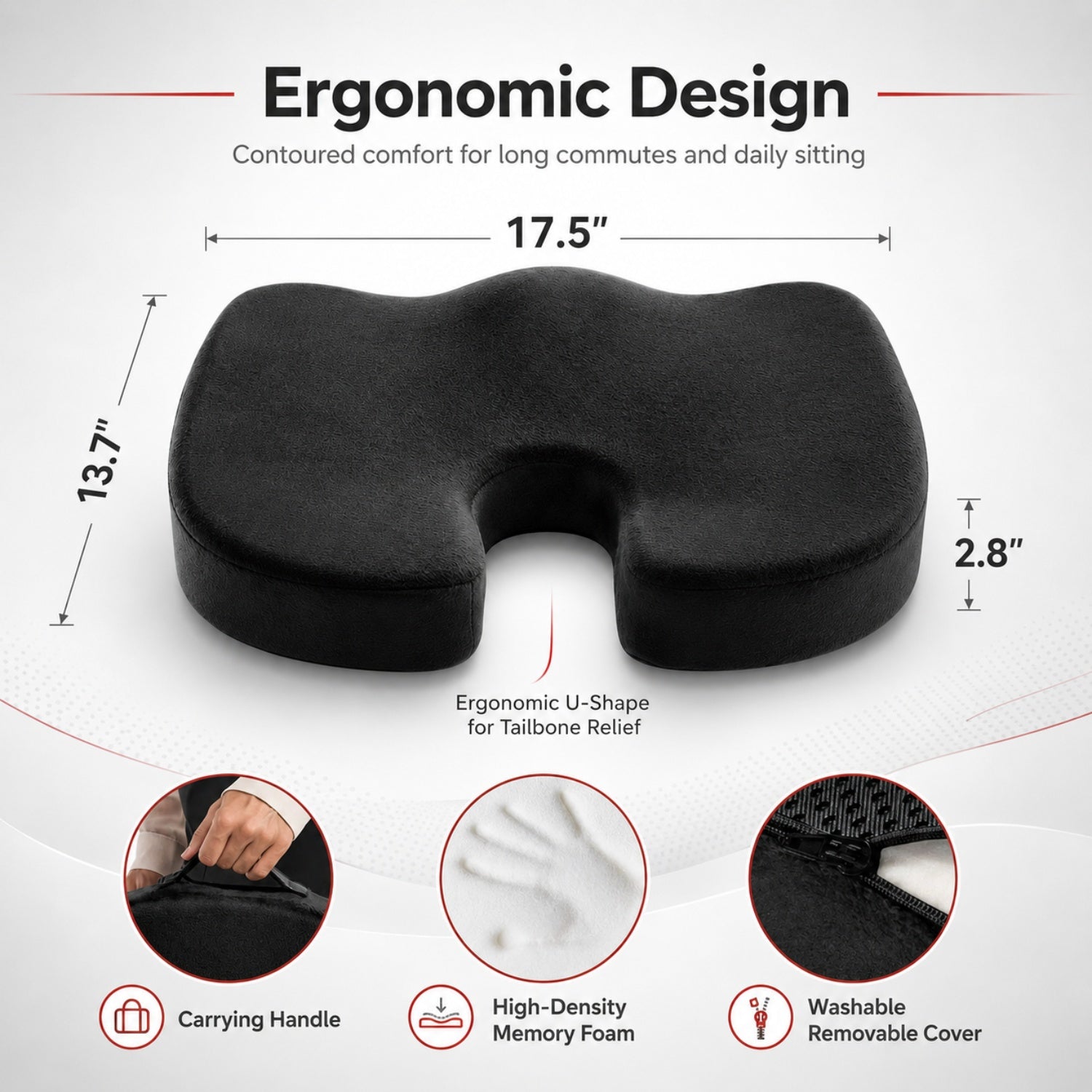 AutoComfort™ — Memory Foam Coccyx Seat Cushion Automotive Must