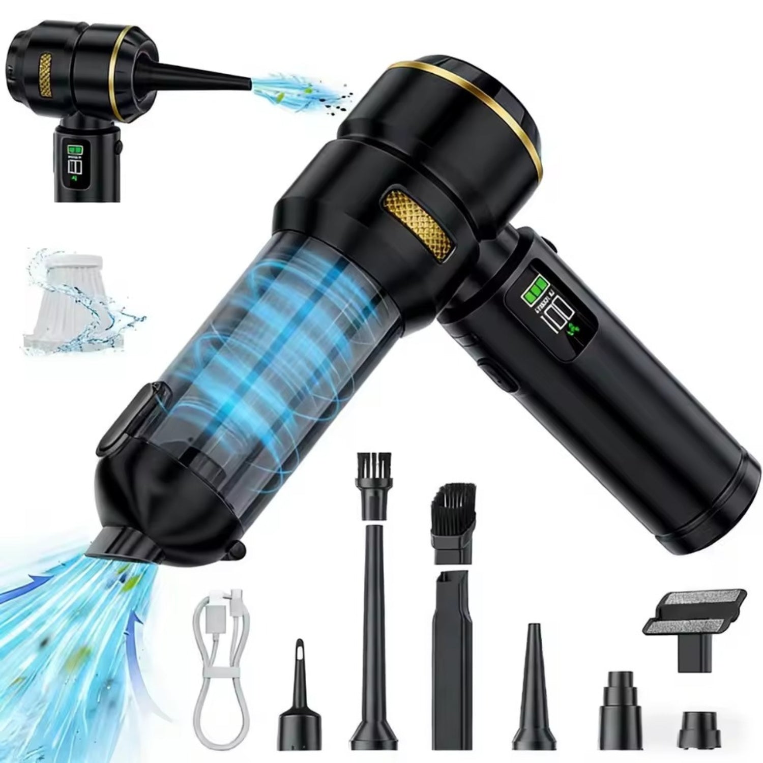 TurboVac 17KPa — Portable 100W Cordless Car Vacuum & Blower Automotive Must