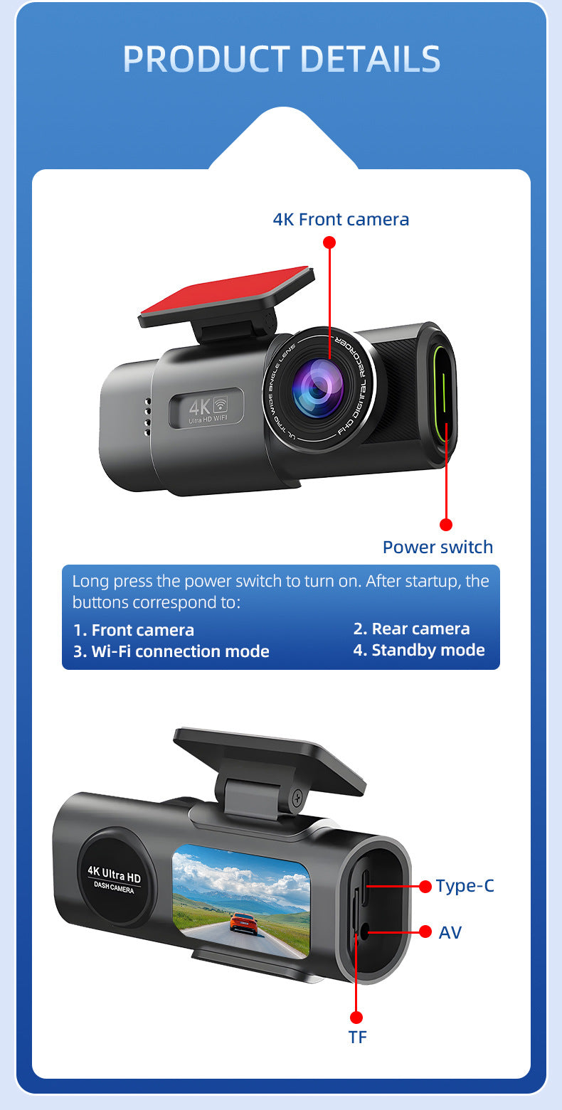 Sentinel 4K Ultra HD — Dual Dash Cam with GPS & Night Vision Automotive Must