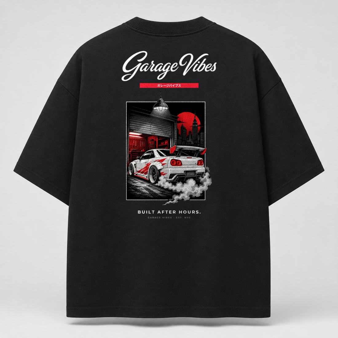 Midnight Shift — Oversized Graphic Tee | Garage Vibes Printify
