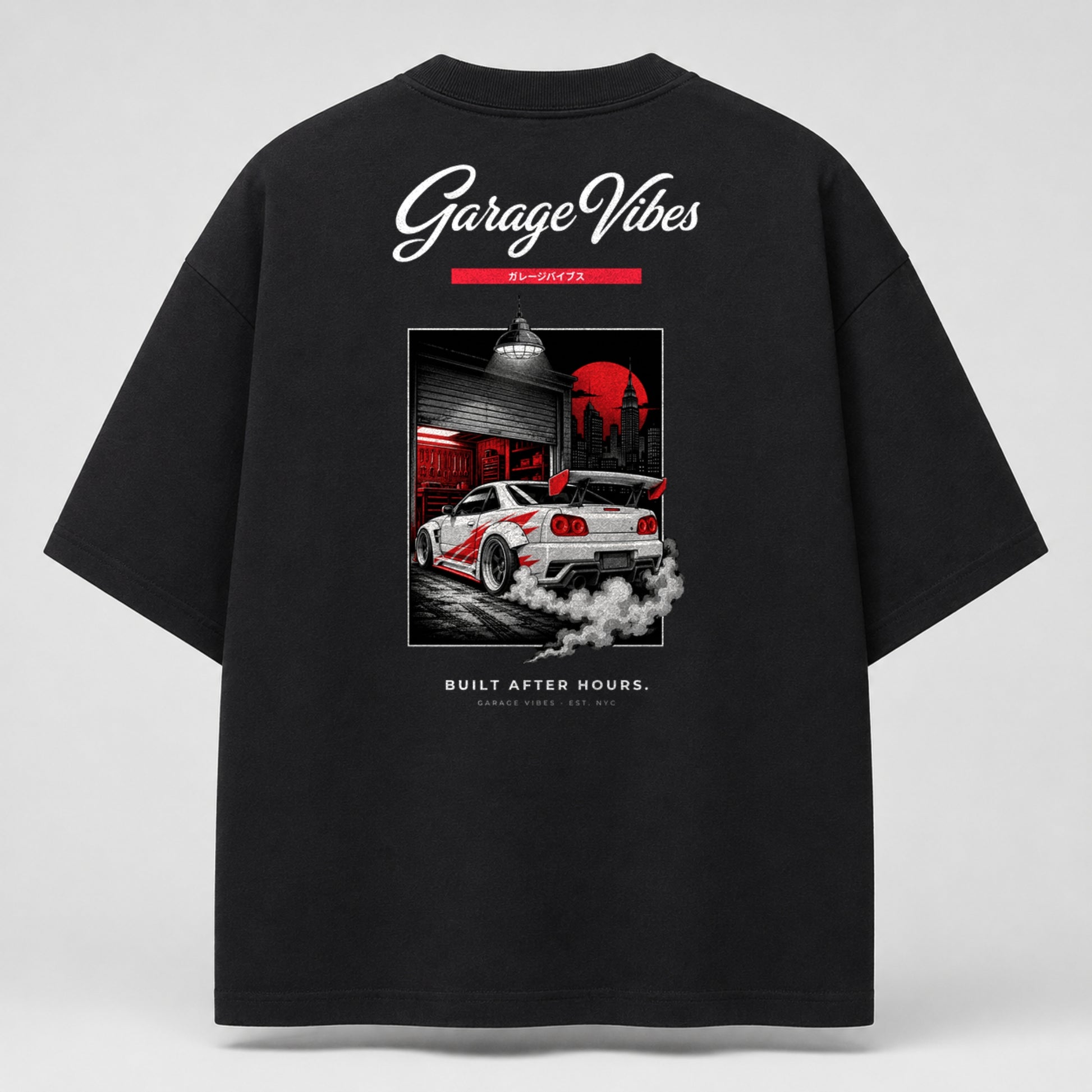 Midnight Shift — Oversized Graphic Tee | Garage Vibes Printify