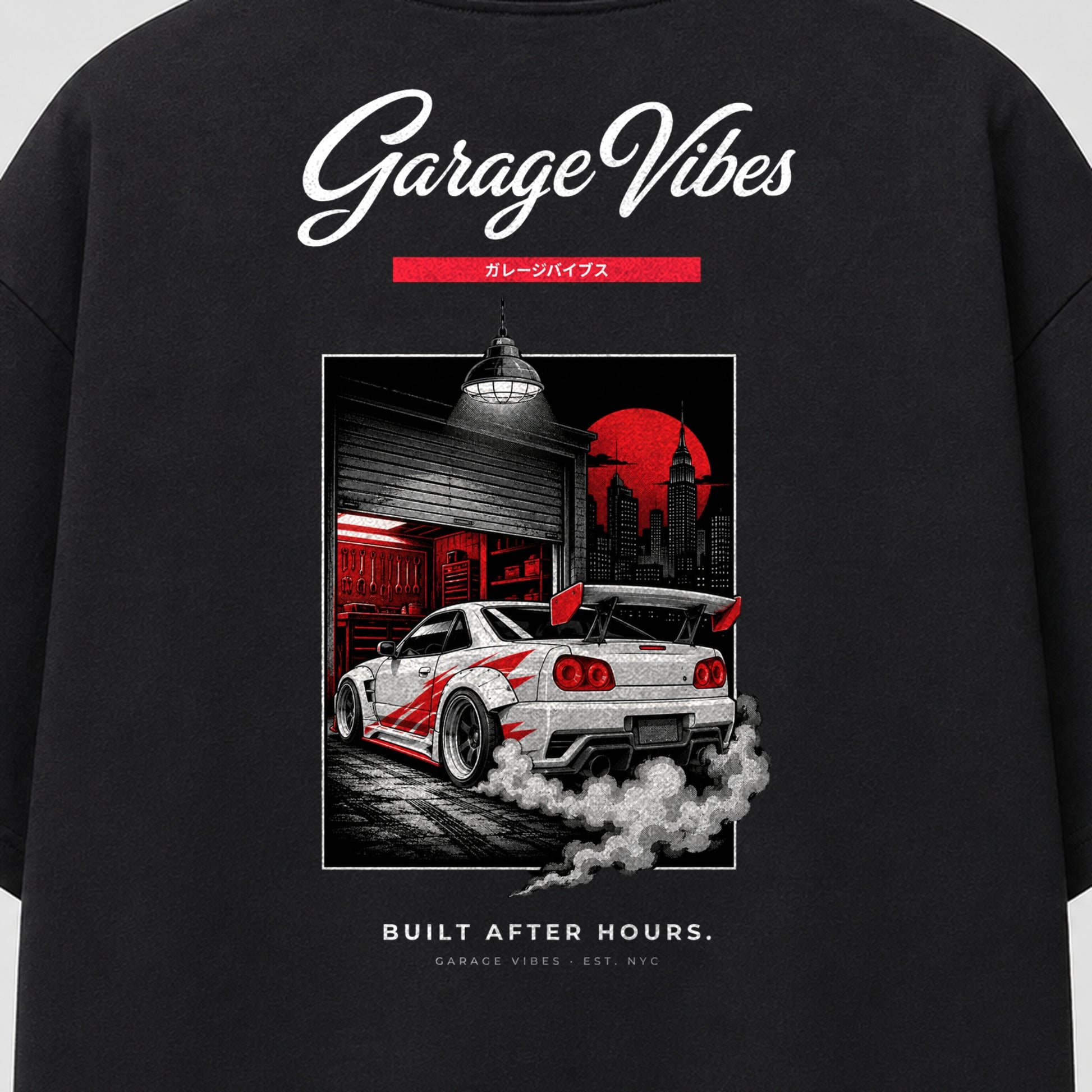 Midnight Shift — Oversized Graphic Tee | Garage Vibes Printify