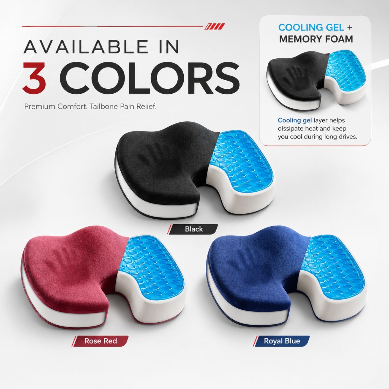AutoComfort™ — Memory Foam Coccyx Seat Cushion Automotive Must