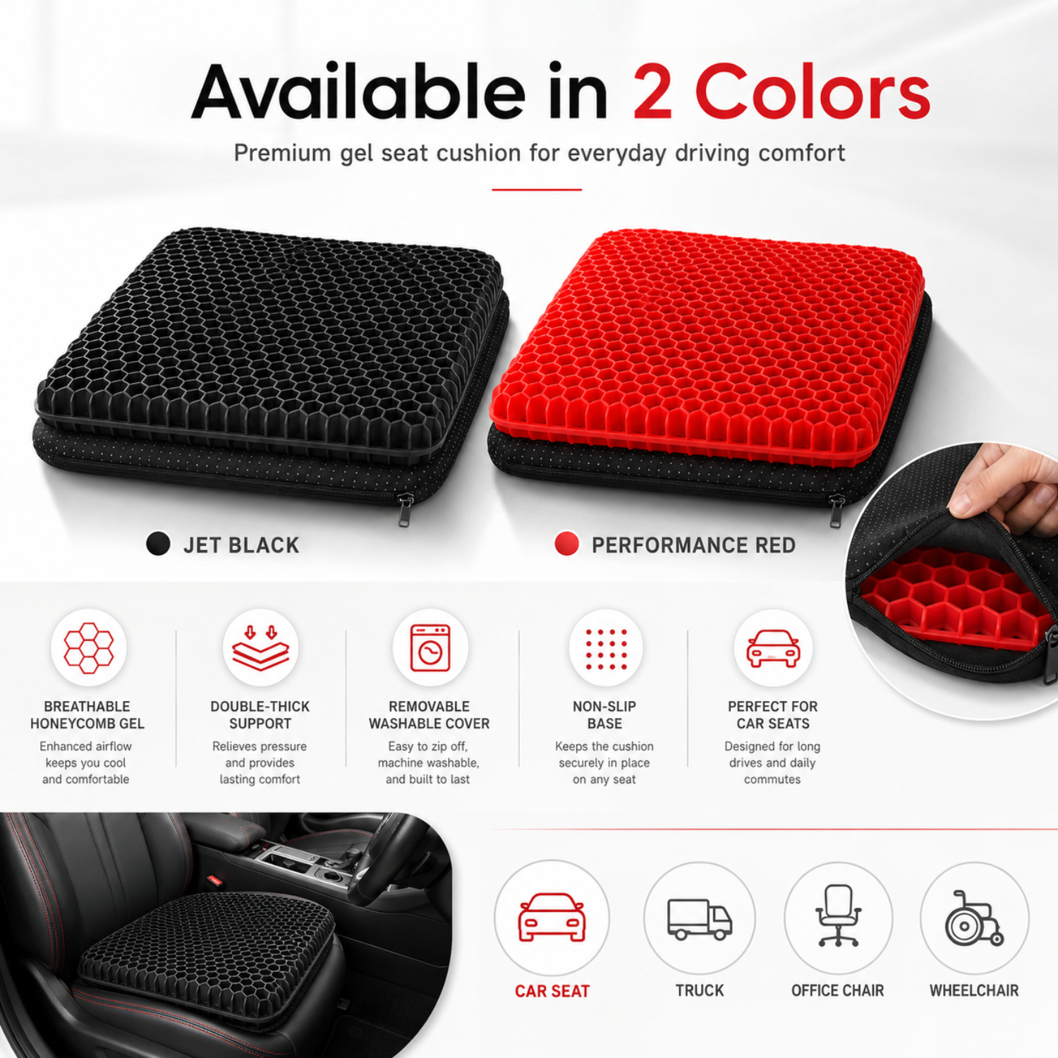 Honeycomb Gel Seat Cushion AutomotiveMust