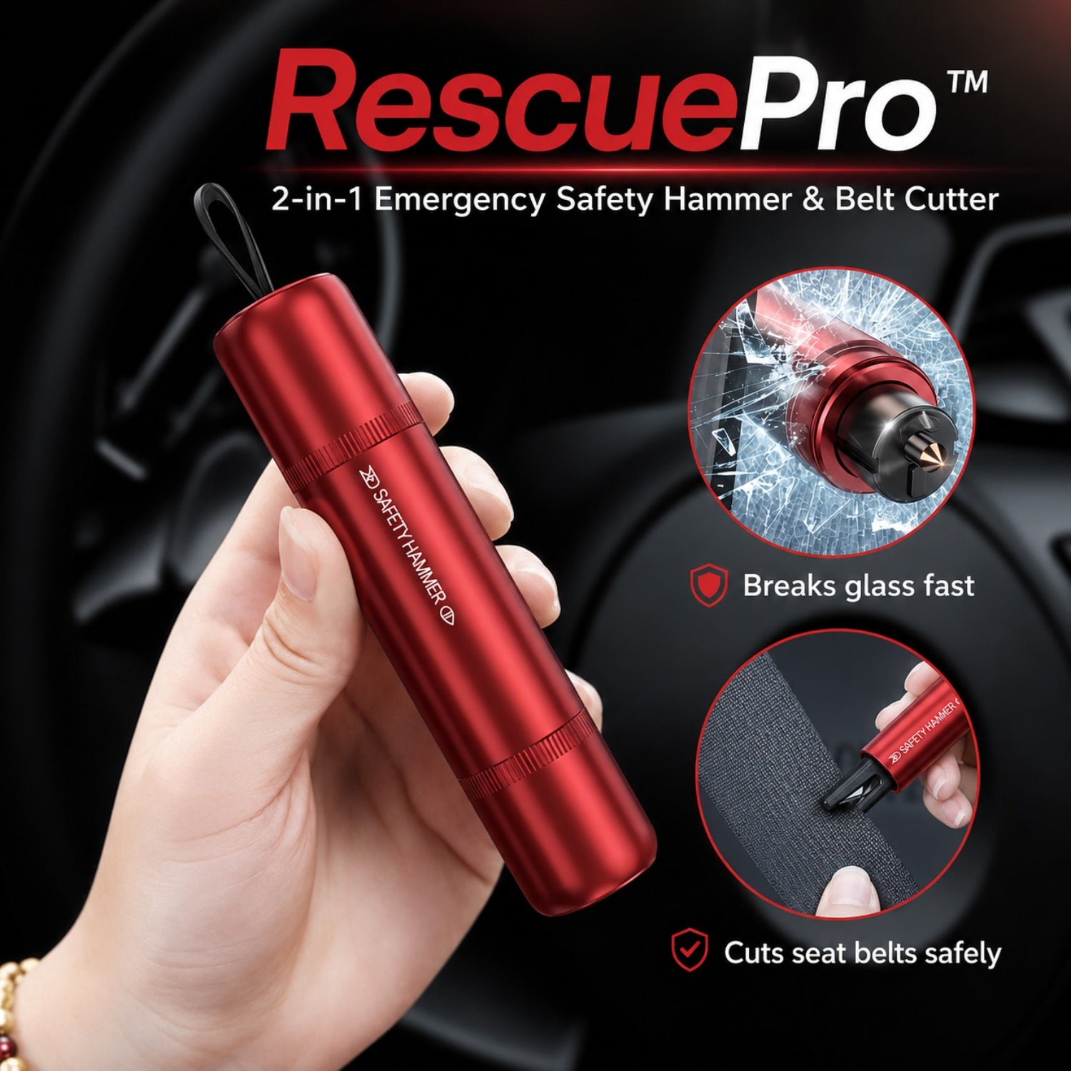 Car aluminum alloy window breaker safety hammer Automotive Must