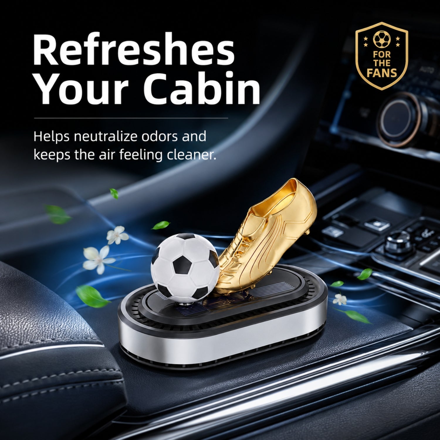 Solar Rotating Football Car Perfume Ornament AutomotiveMust