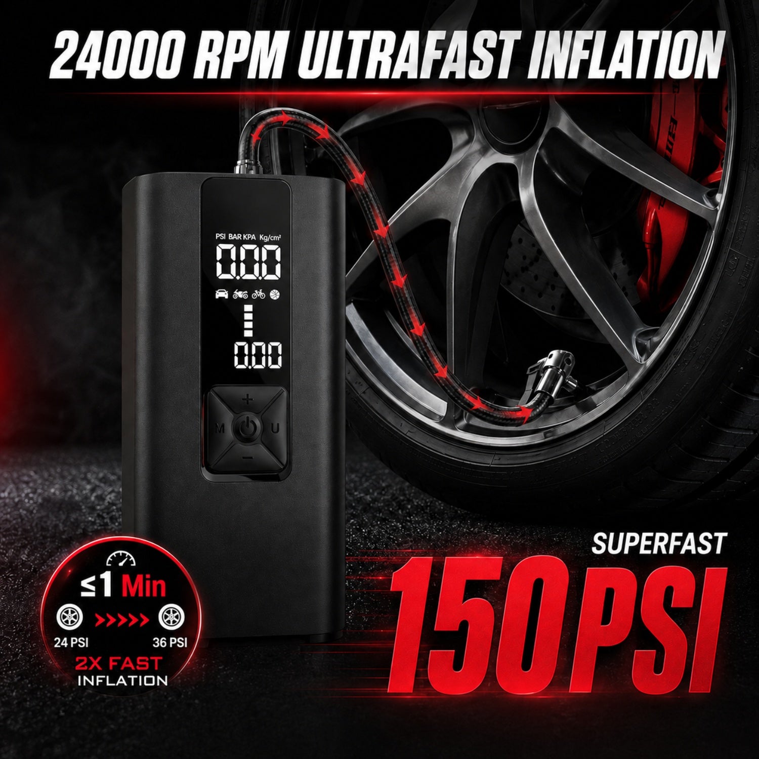 AirPumpMax 150™ | 4x High-Performance Cordless Air Pump Automotive Must