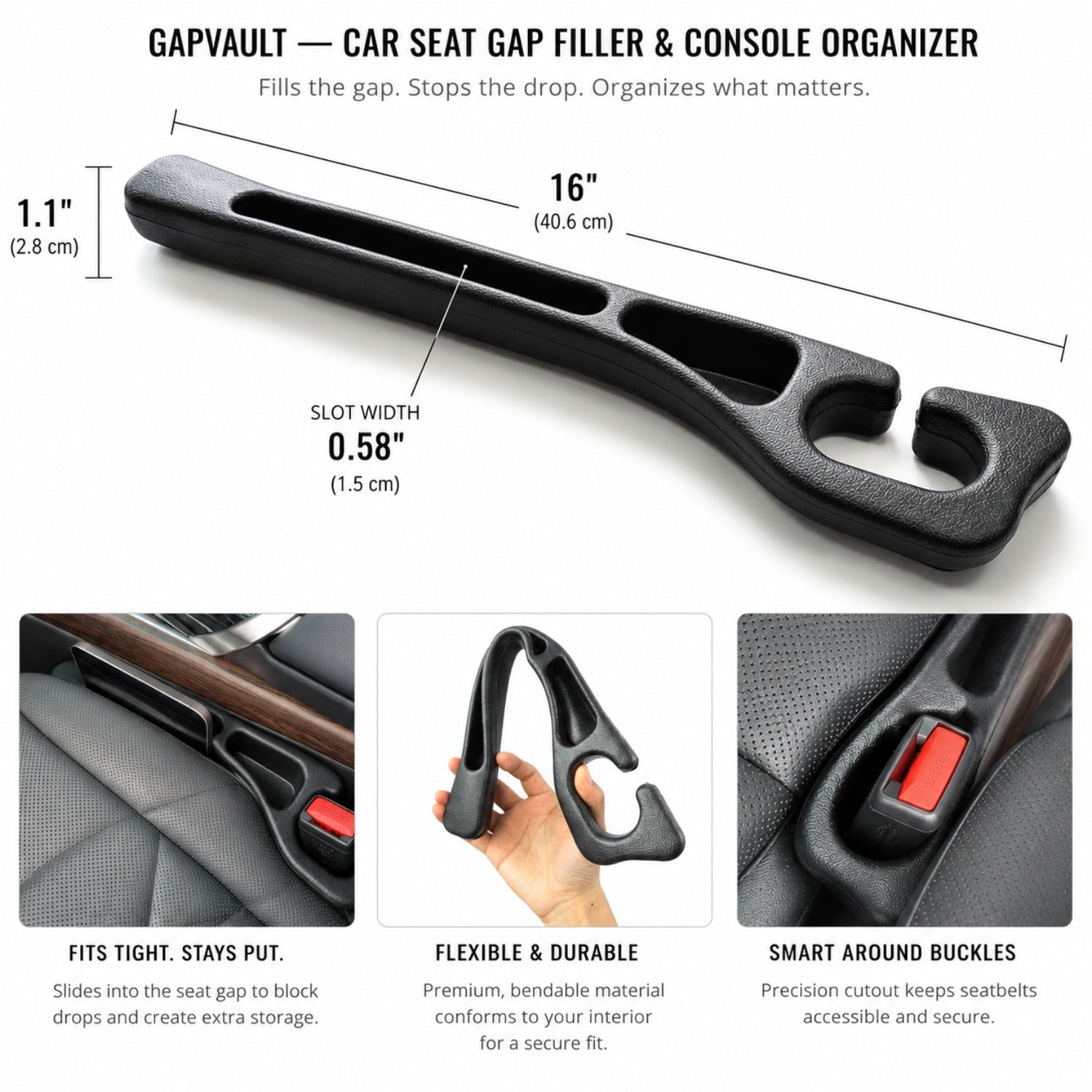 GapVault — Car Seat Gap Filler & Console Organizer AutomotiveMust