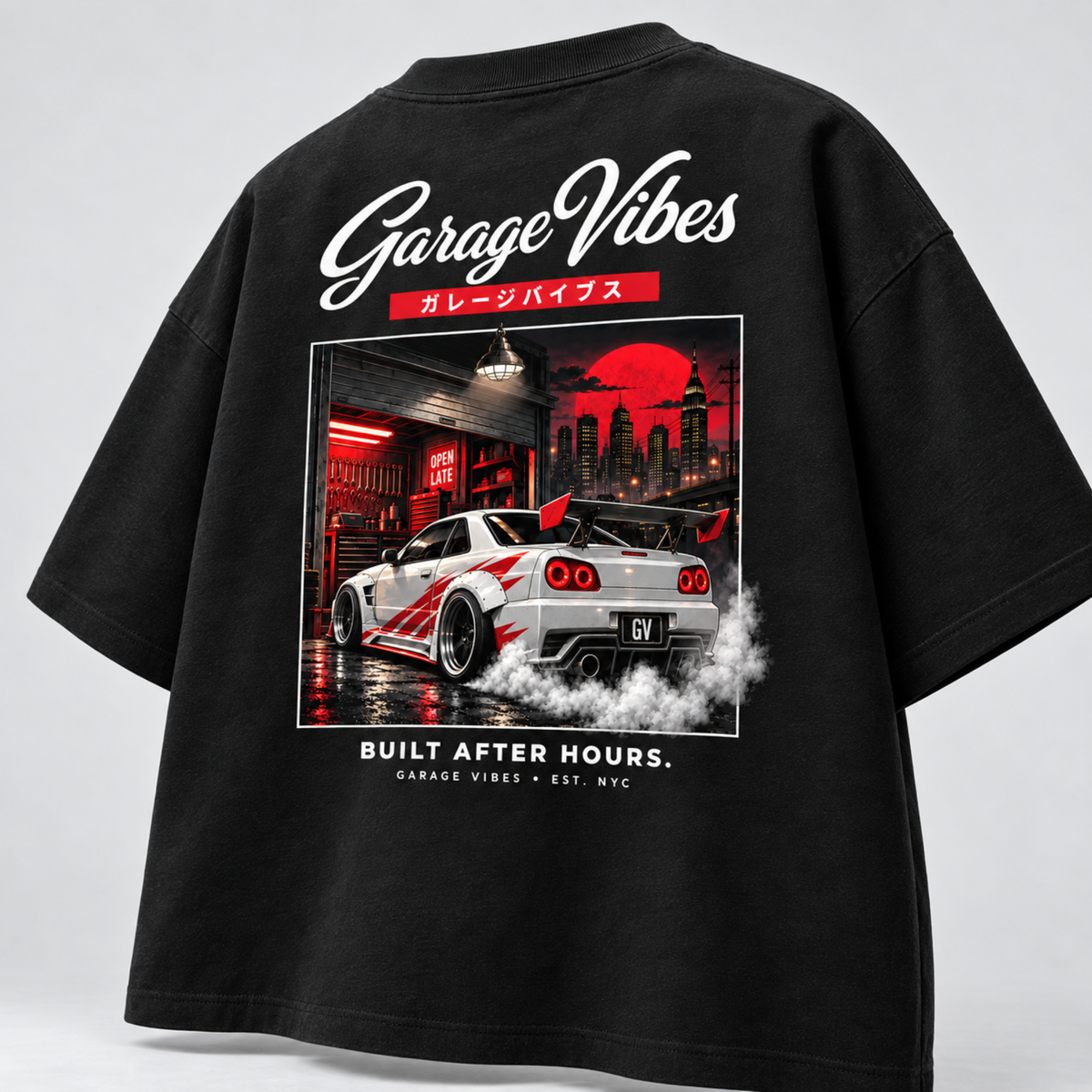 Midnight Shift — Oversized Graphic Tee Printify