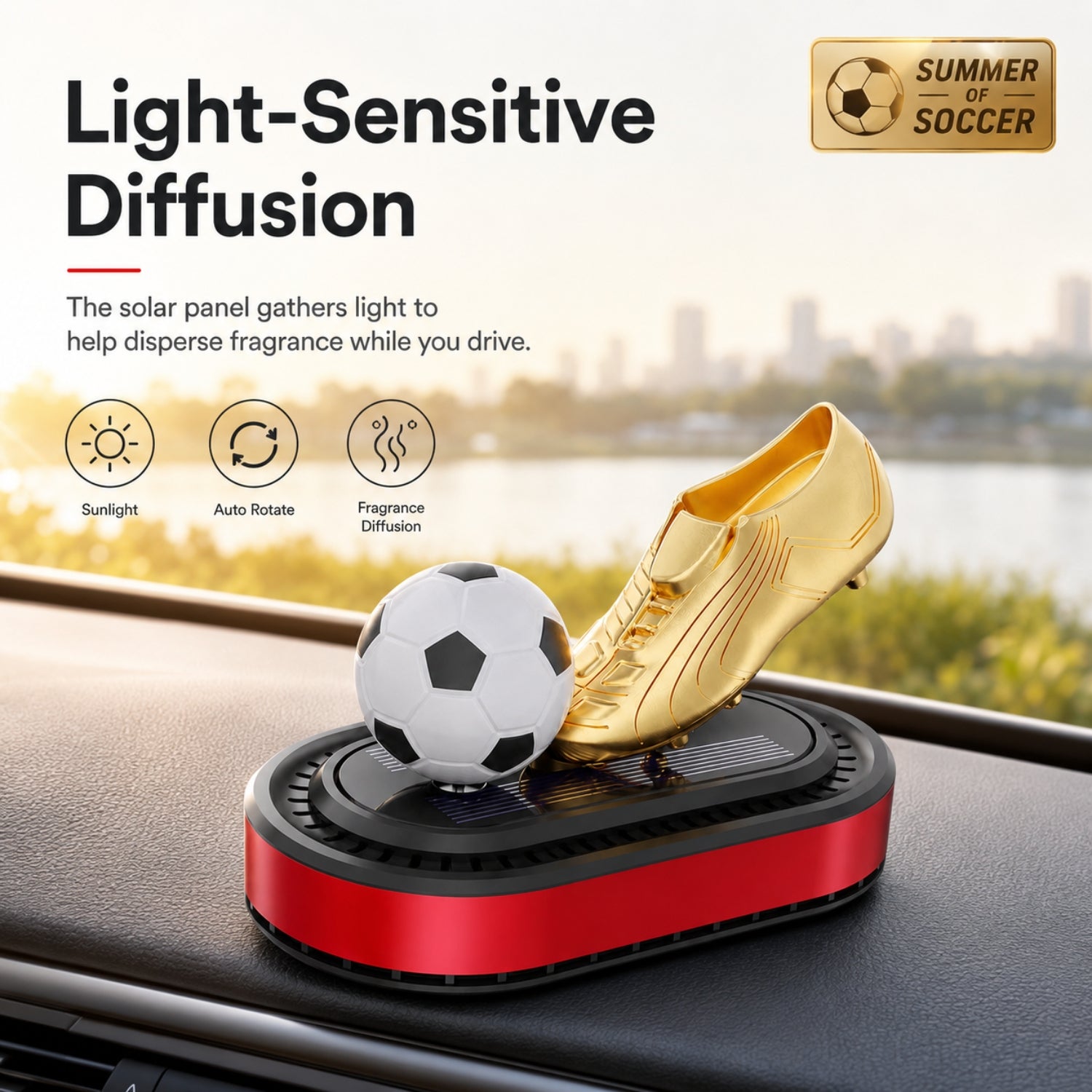 Solar Rotating Football Car Perfume Ornament AutomotiveMust