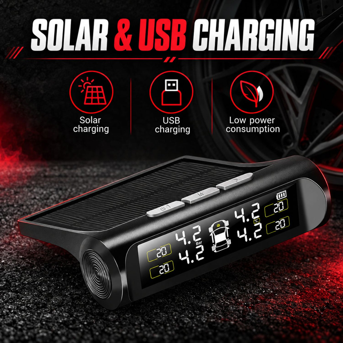 SolarTire Alert™ | Wireless Tire Pressure Monitoring System Automotive Must