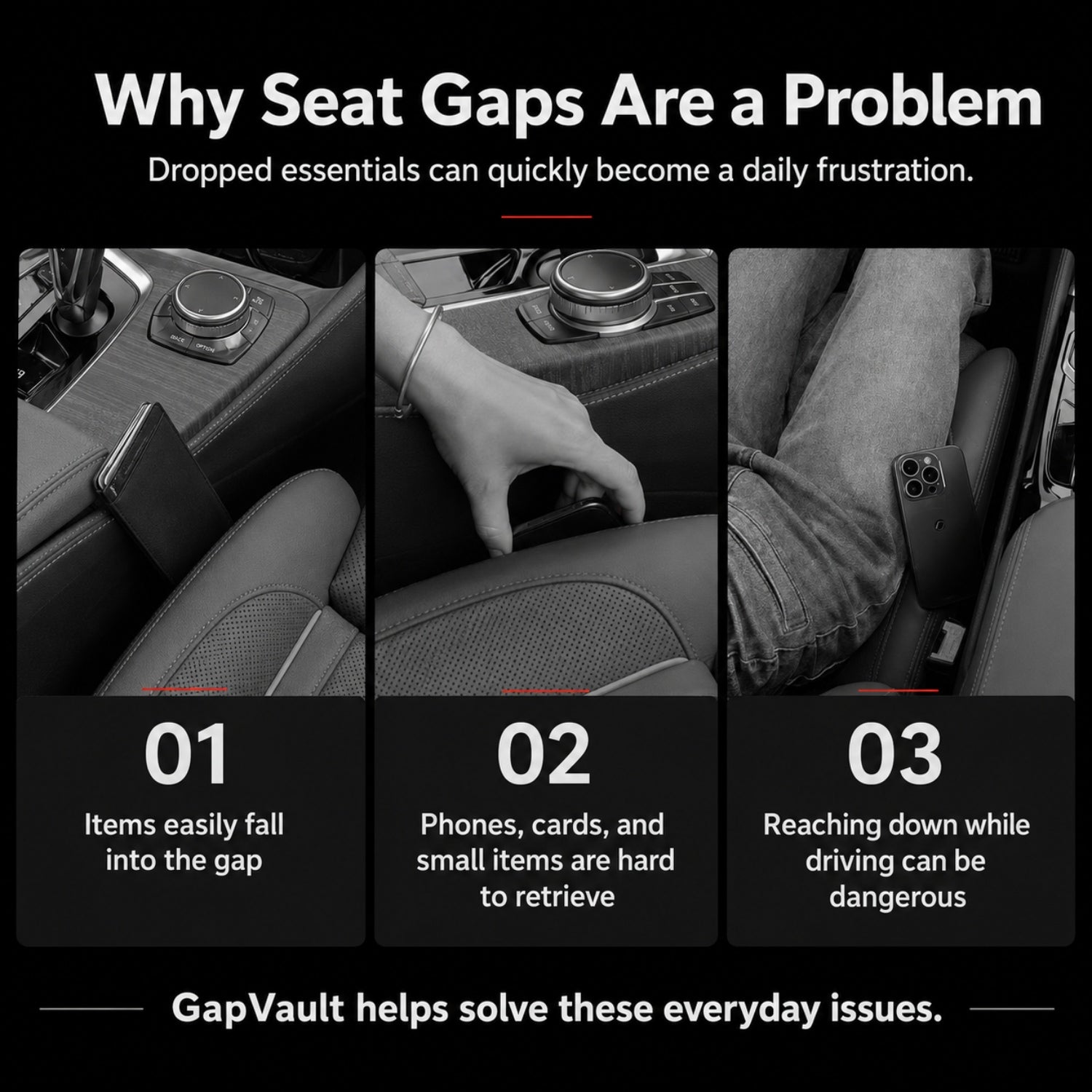 GapVault — Car Seat Gap Filler & Console Organizer AutomotiveMust