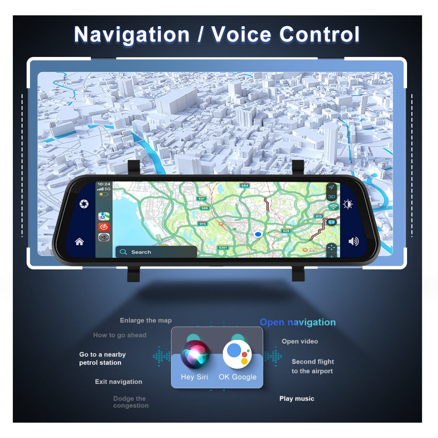 MirrorDrive Ultra 4K — 9.66" Wireless CarPlay Dash Cam Automotive Must