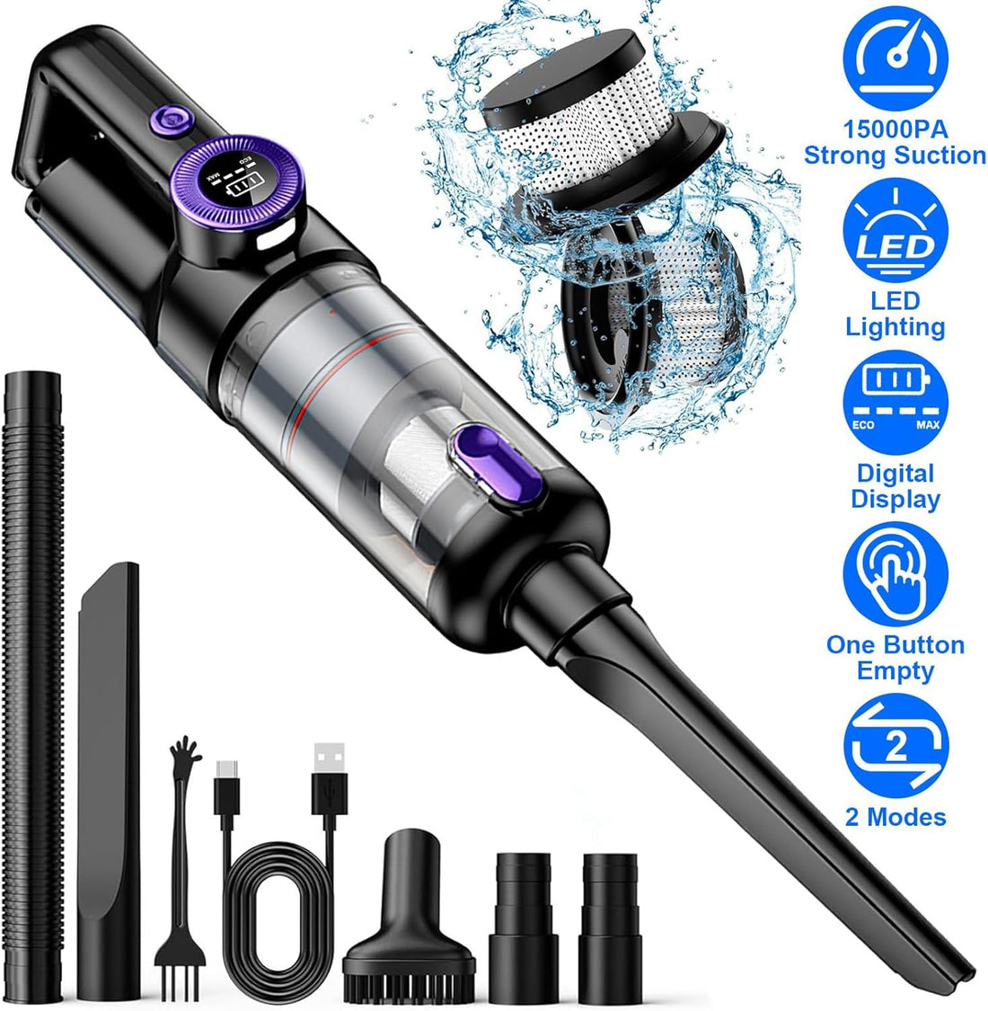 TitanVac Ultra™ | 15KPA Brushless Power for Deep Car Cleaning