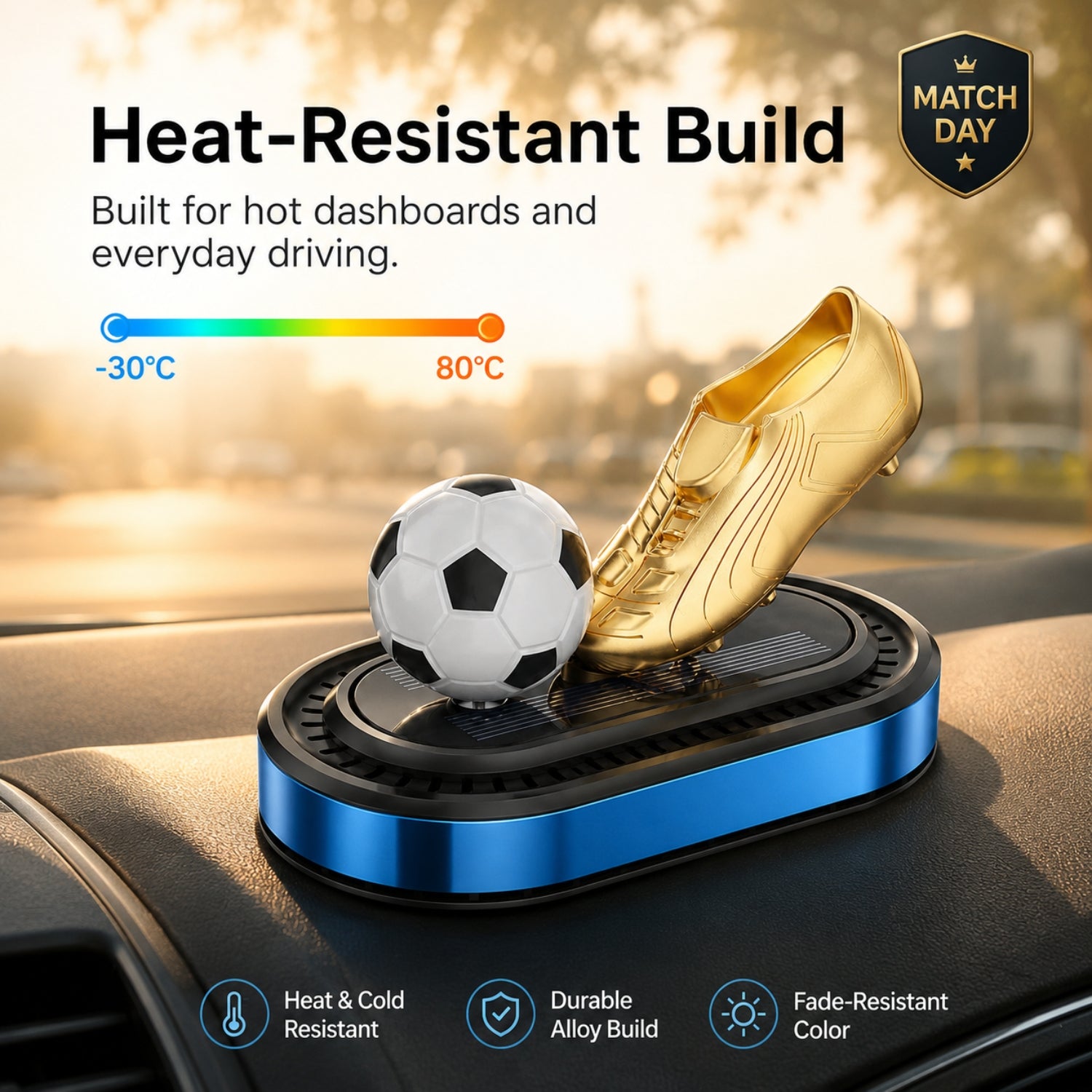 Solar Rotating Football Car Perfume Ornament AutomotiveMust