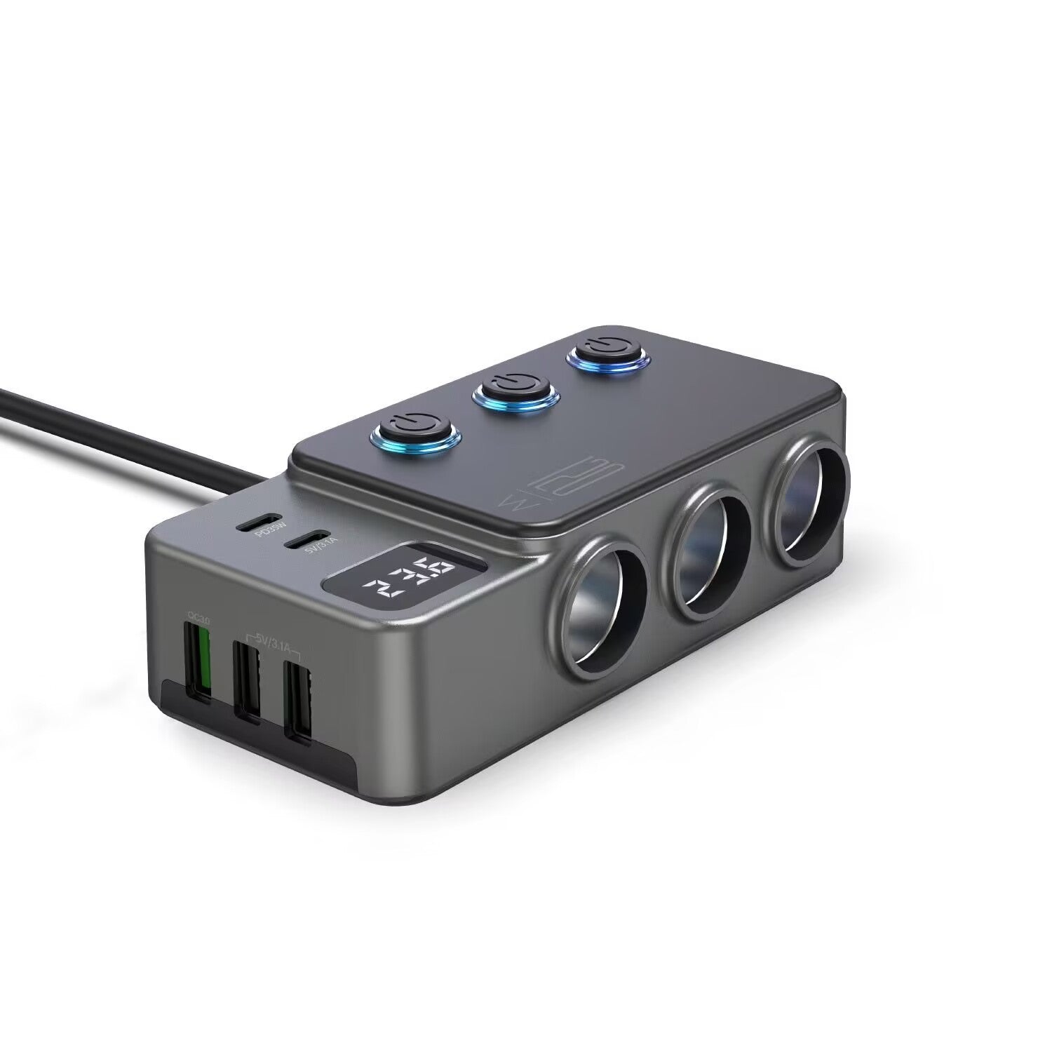 Car Cigarette Lighter Charger with 3USB Ports PD Fast Charge Automotive Must