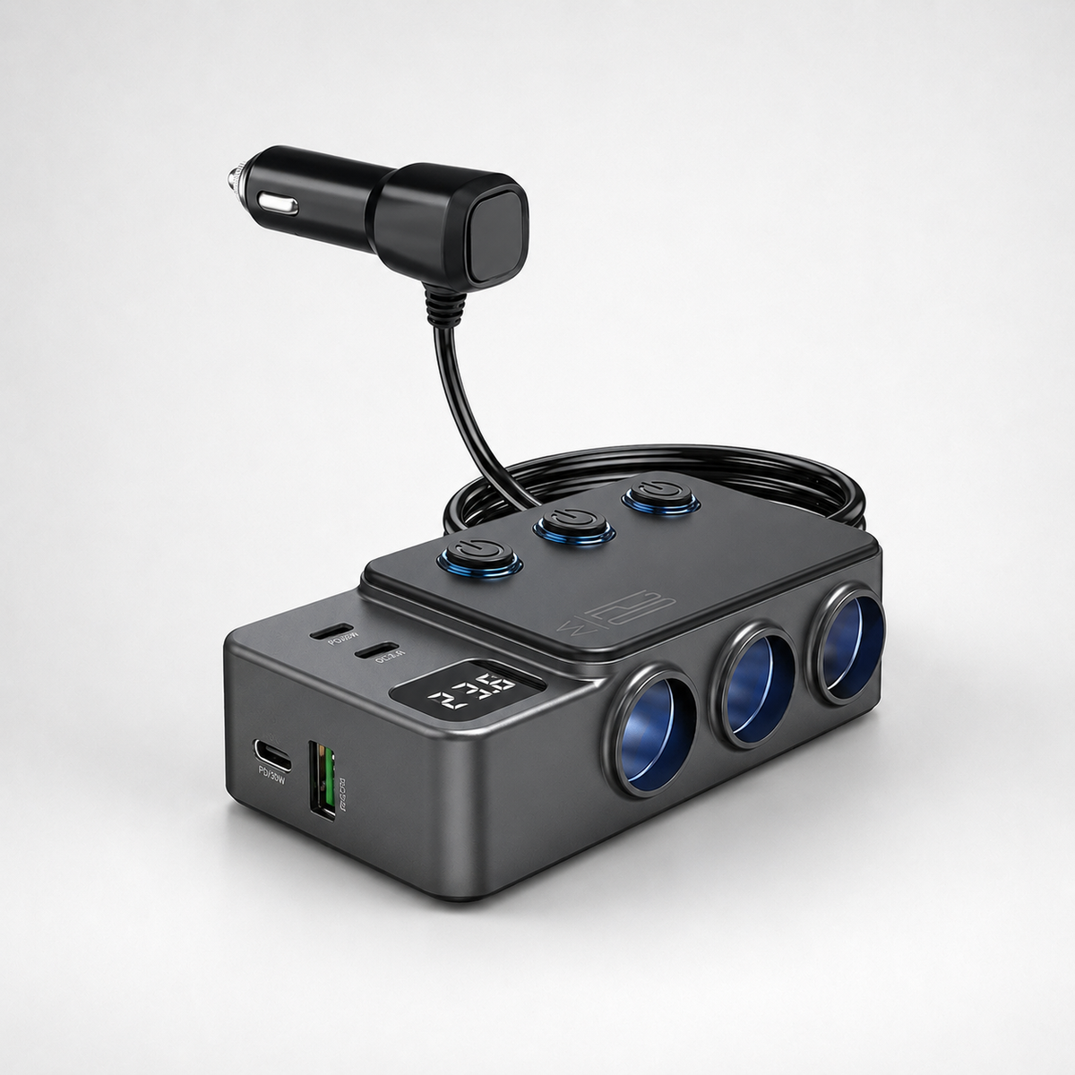 PowerHub Pro 8-in-1 — 120W Smart Car Power Adapter with USB-C PD & DC Sockets Automotive Must