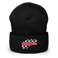 Black beanie with 'Garage Vibes' logo on a white background