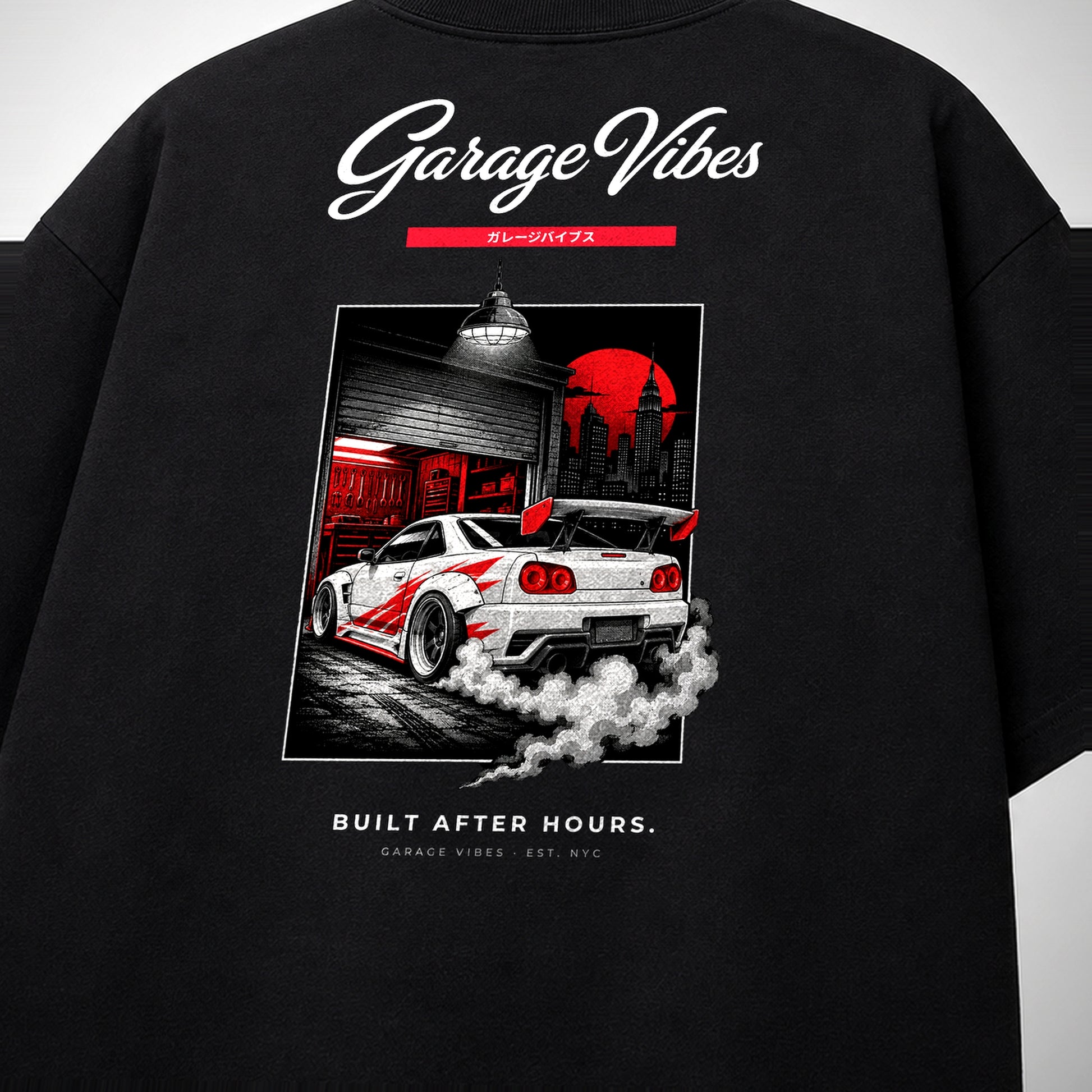 Midnight Shift — Oversized Graphic Tee | Garage Vibes Printify