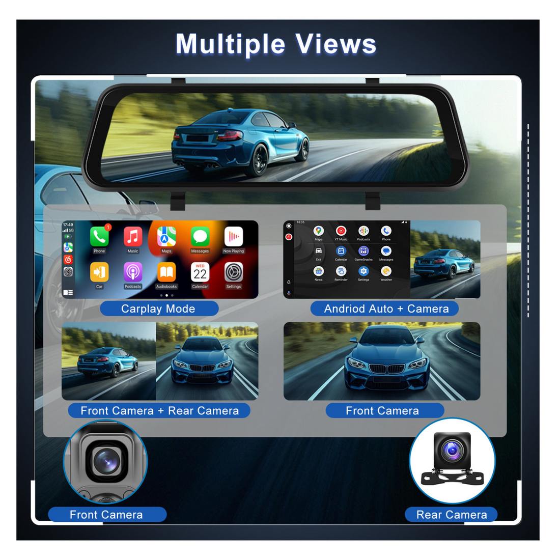 MirrorLink Ultra™ | Smart Dashcam Mirror with Wireless CarPlay