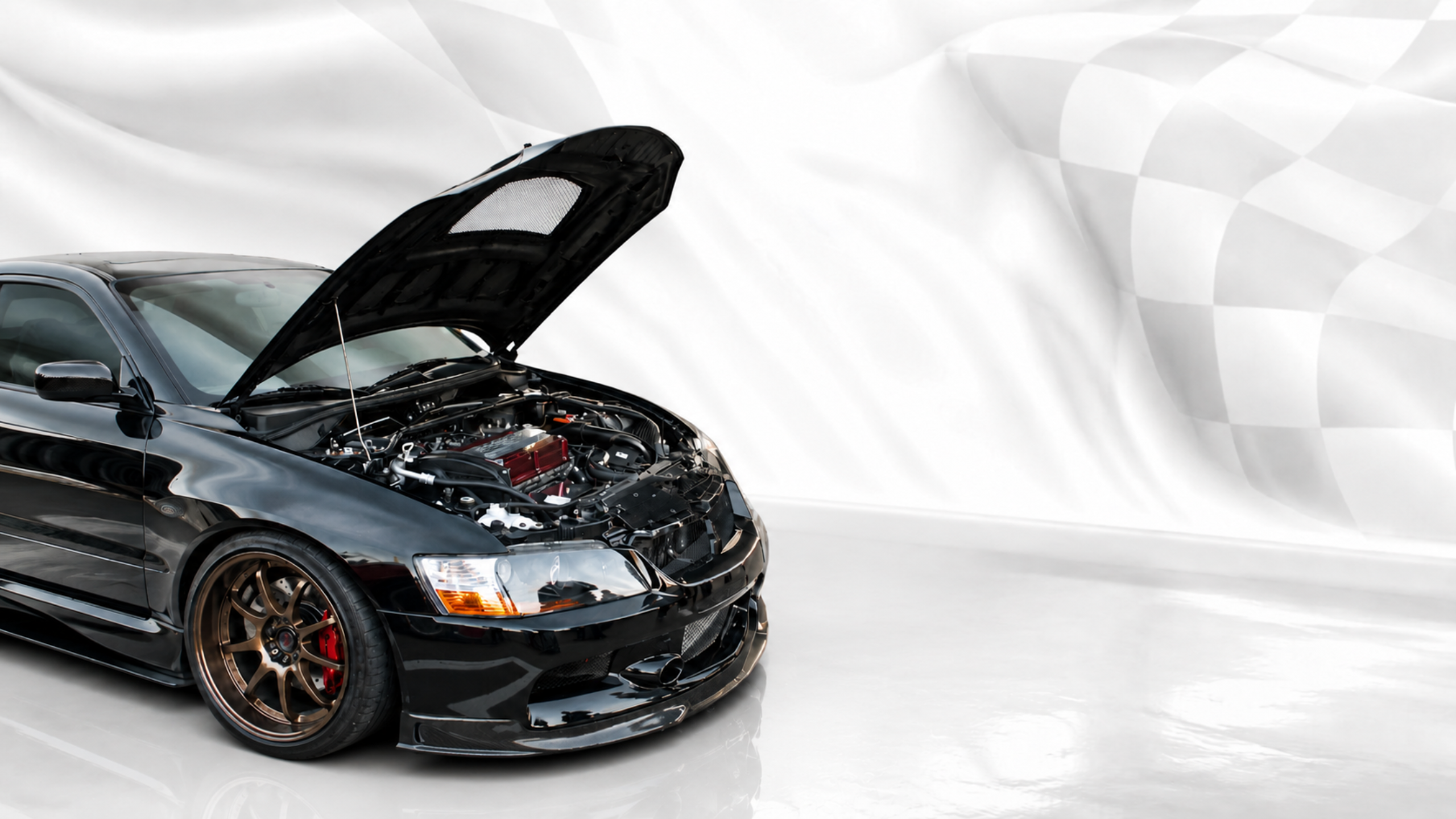 Black Honda with open hood and bronze wheels showing engine bay maintenance — AutomotiveMust car care guide