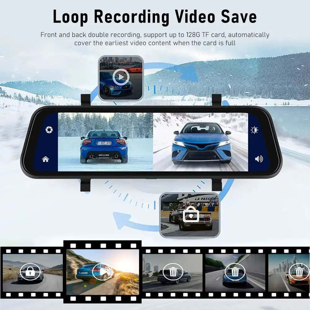 MirrorDrive Ultra 4K — 9.66" Wireless CarPlay Dash Cam Automotive Must