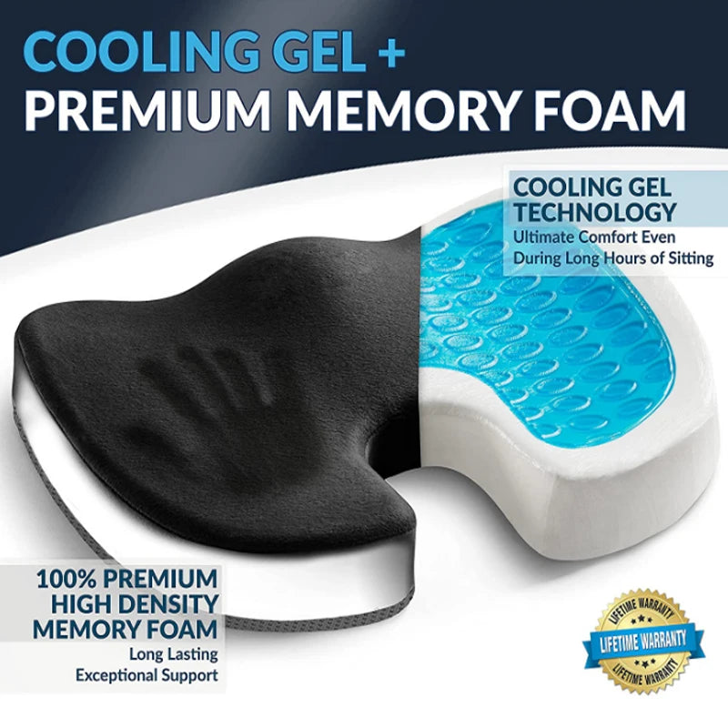 Non-Slip Orthopedic Gel & Memory Foam Coccyx Cushion