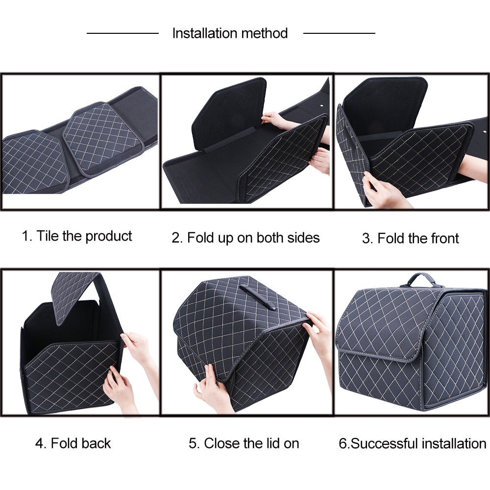Portable Leather Organizer Car Storage Box - Automotive Must